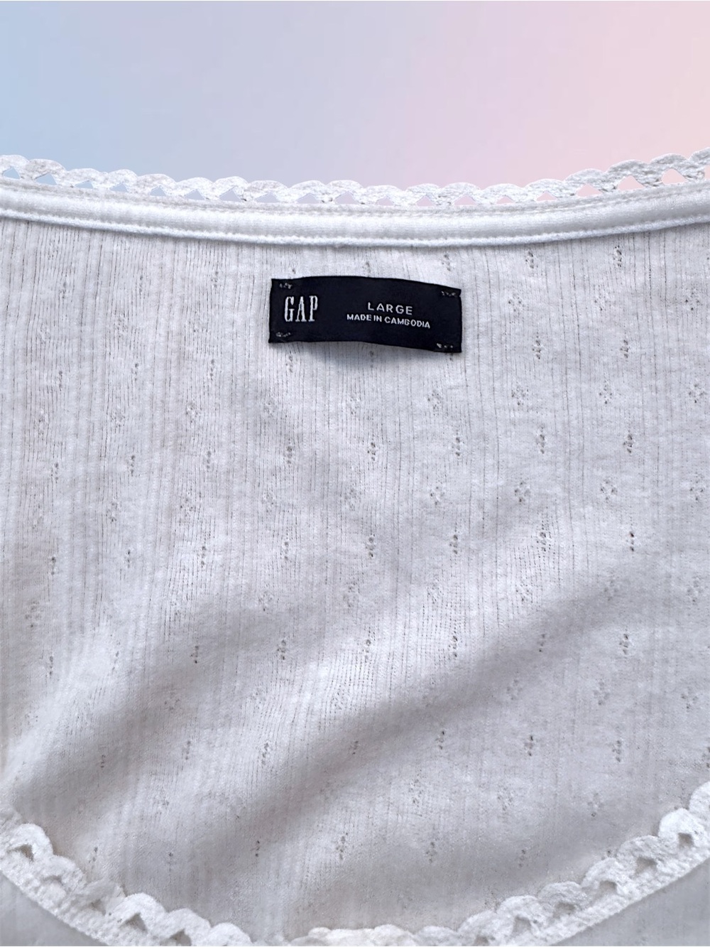 GAP White Pointelle Scoop-Neck Snap Cardigan -  Size Large NWOT - Picture 5 of 7